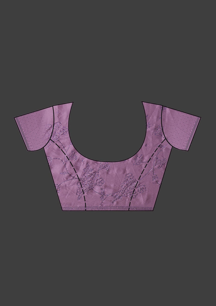 Mauve Swarovski Crepe Saree-Koskii