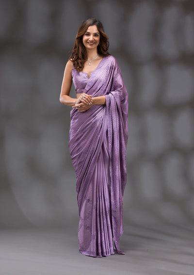 Mauve Swarovski Crepe Saree-Koskii