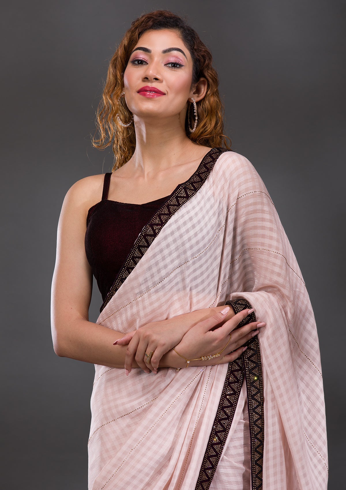 Mauve Swarovski Georgette Saree-Koskii