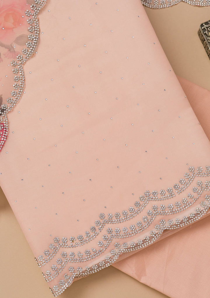 Mauve Swarovski Organza Unstitched Salwar Suit-Koskii