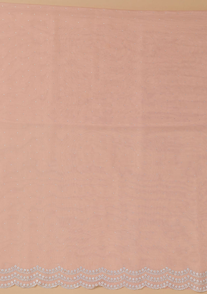 Mauve Swarovski Organza Unstitched Salwar Suit-Koskii
