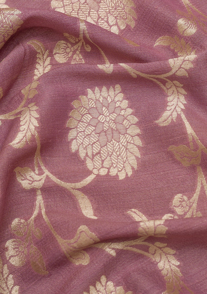 Mauve Zariwork Banarasi Saree-Koskii
