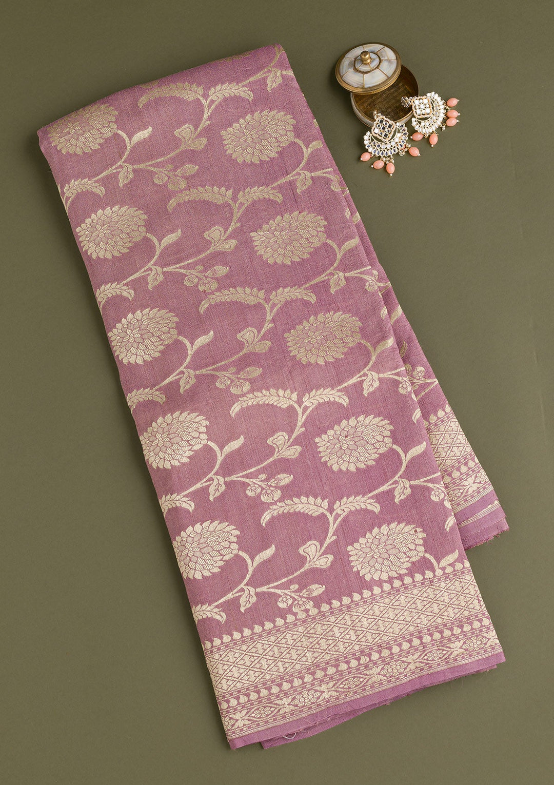 Mauve Zariwork Banarasi Saree-Koskii