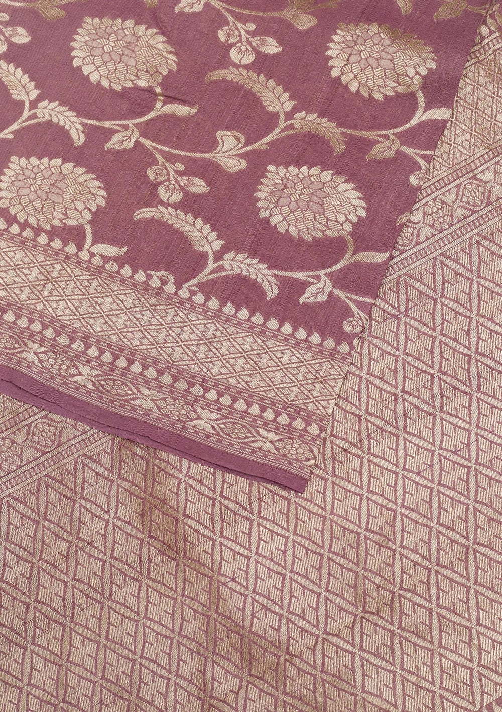 Mauve Zariwork Banarasi Saree-Koskii