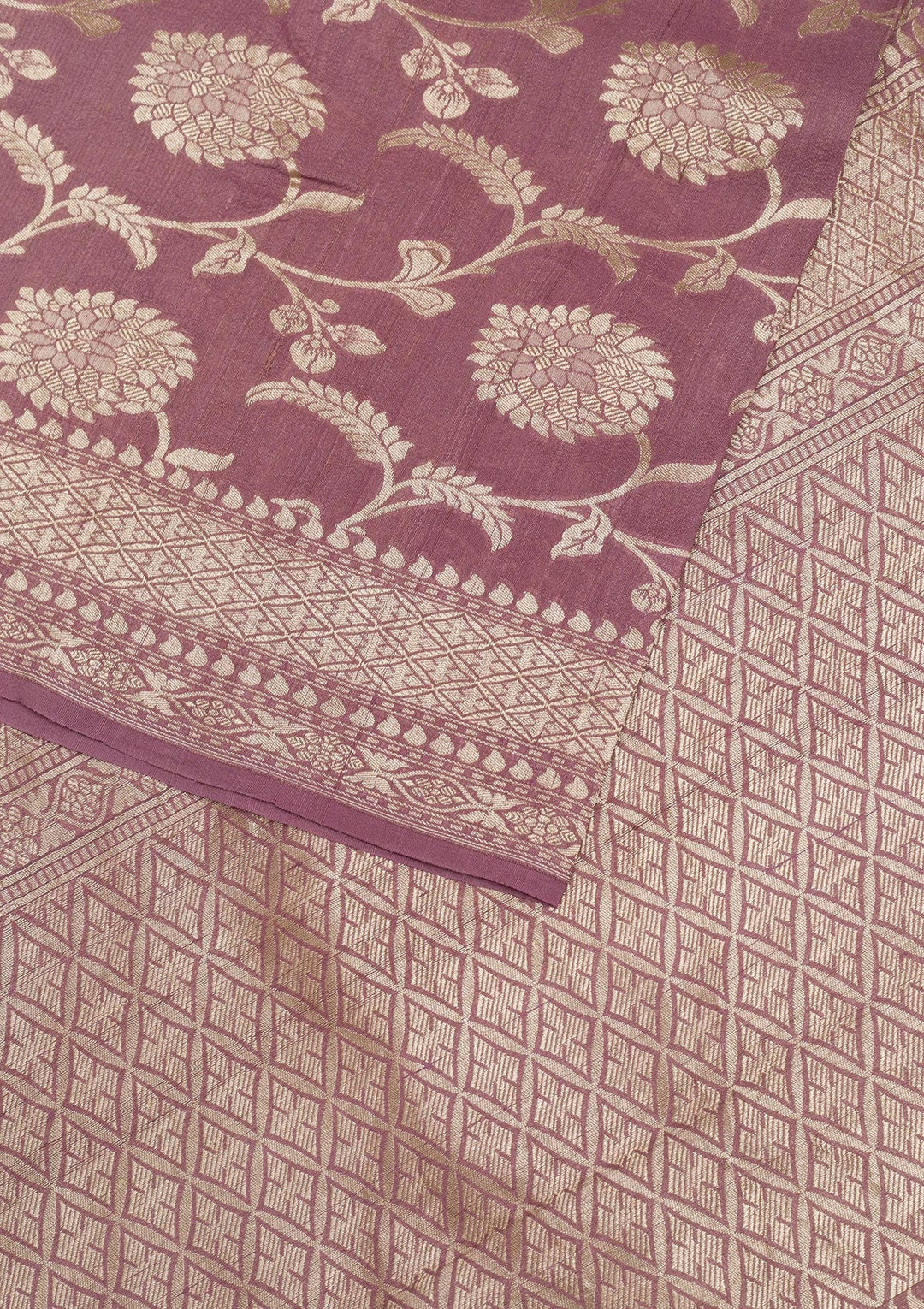 Mauve Zariwork Banarasi Saree-Koskii