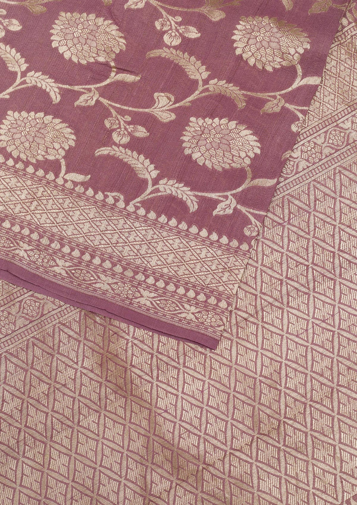 Mauve Zariwork Banarasi Saree-Koskii