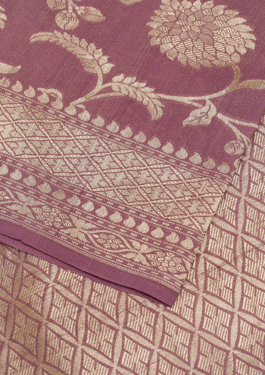 Mauve Zariwork Banarasi Saree-Koskii