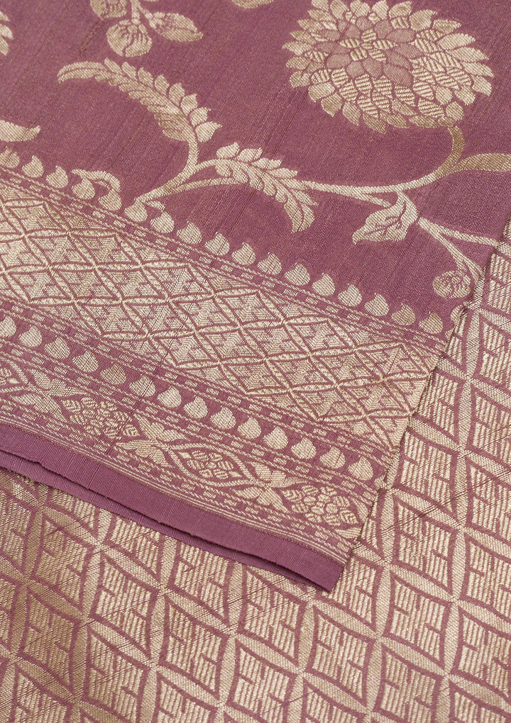 Mauve Zariwork Banarasi Saree-Koskii