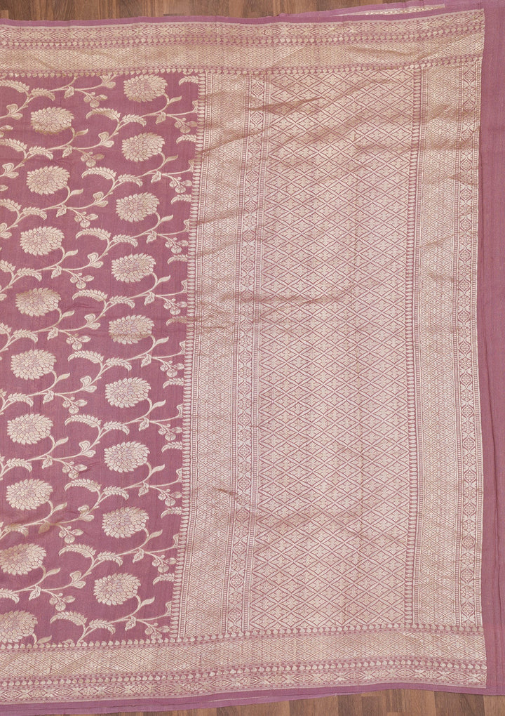Mauve Zariwork Banarasi Saree-Koskii