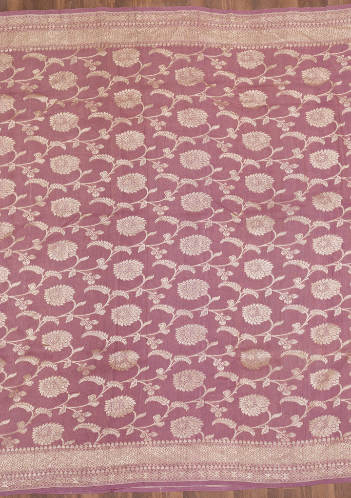 Mauve Zariwork Banarasi Saree-Koskii