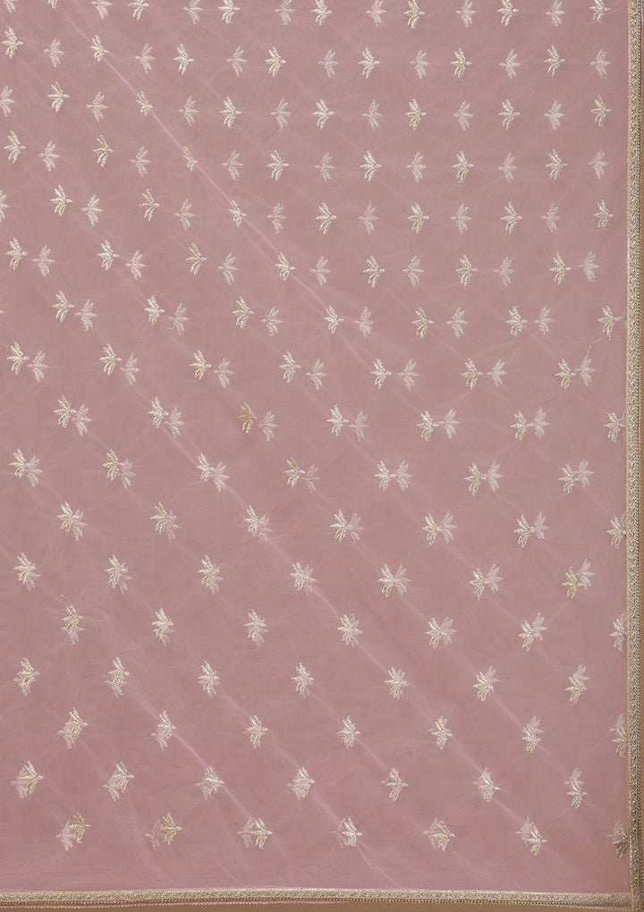 Mauve Zariwork Cotton Blend Readymade Salwar Suit-Koskii