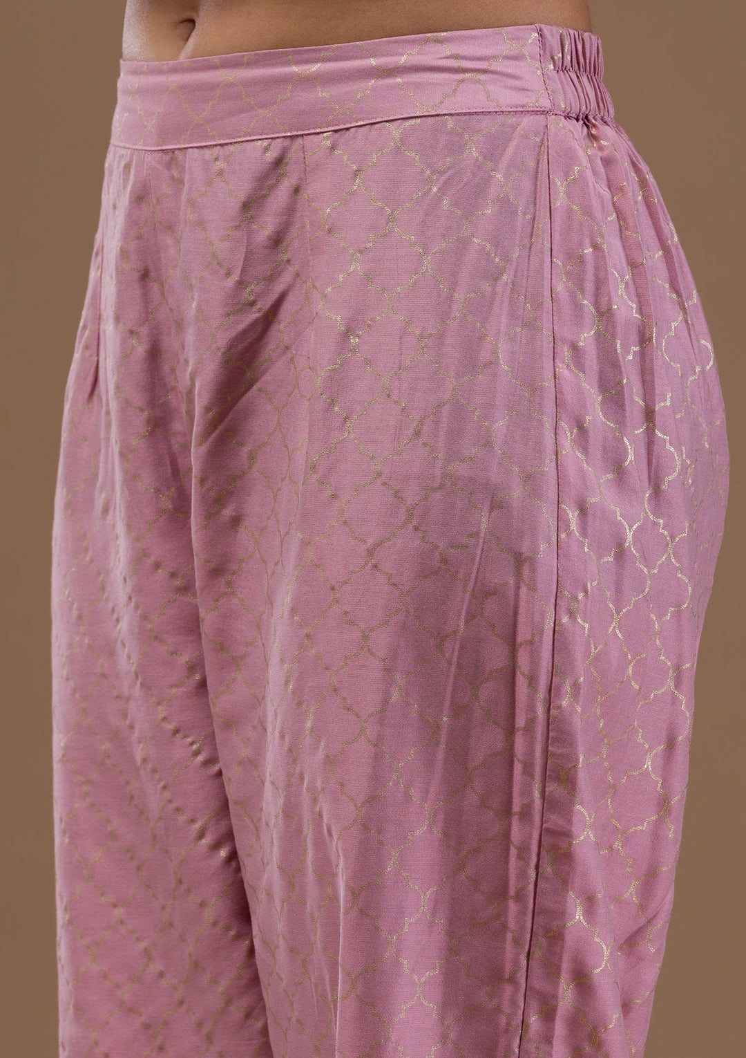 Mauve Zariwork Cotton Blend Readymade Salwar Suit-Koskii