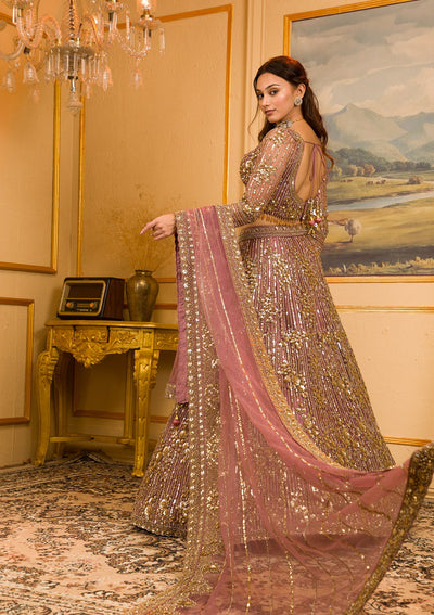 Mauve Zariwork Net Readymade Lehenga-Koskii