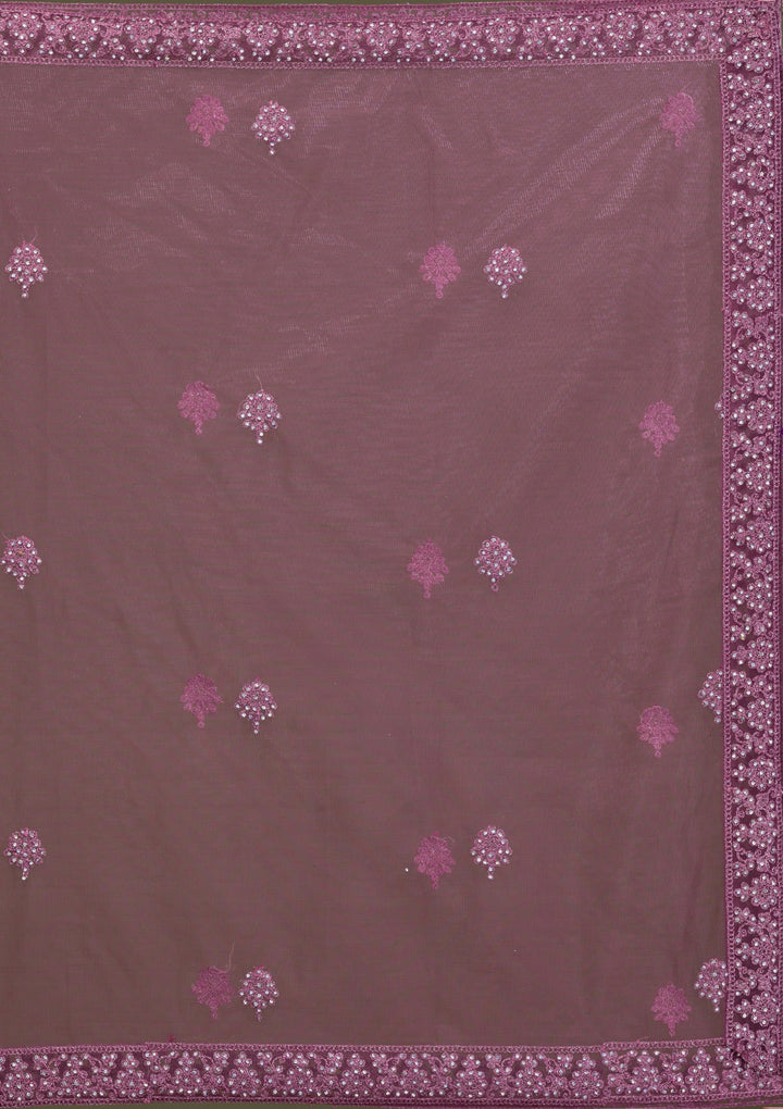 Mauve Zariwork Net Readymade Salwar Suit-Koskii