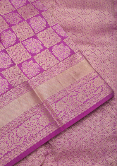 Mauve Zariwork Pure Silk Saree-Koskii