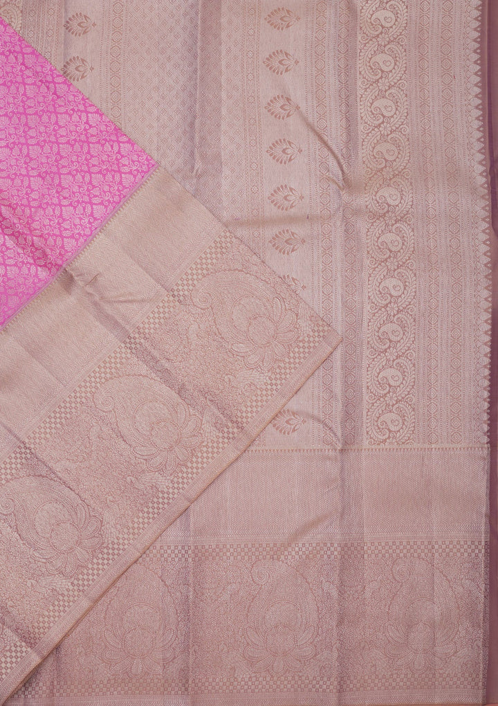 Mauve Zariwork Pure Silk Saree-Koskii