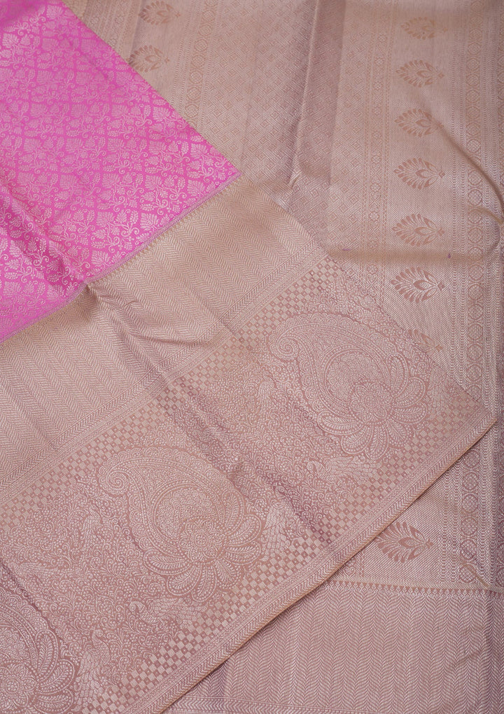 Mauve Zariwork Pure Silk Saree-Koskii