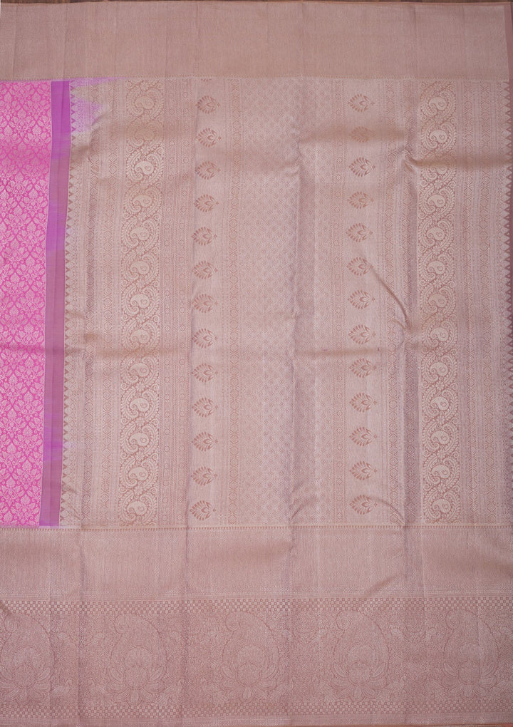 Mauve Zariwork Pure Silk Saree-Koskii