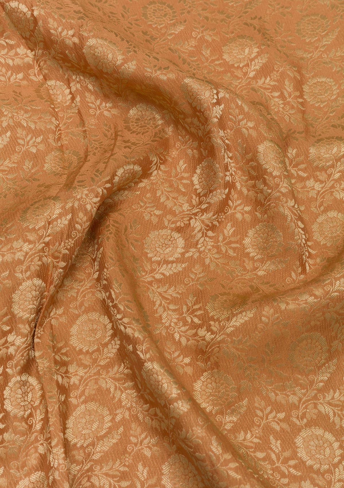 Peach Zariwork Pure Silk Saree-Koskii