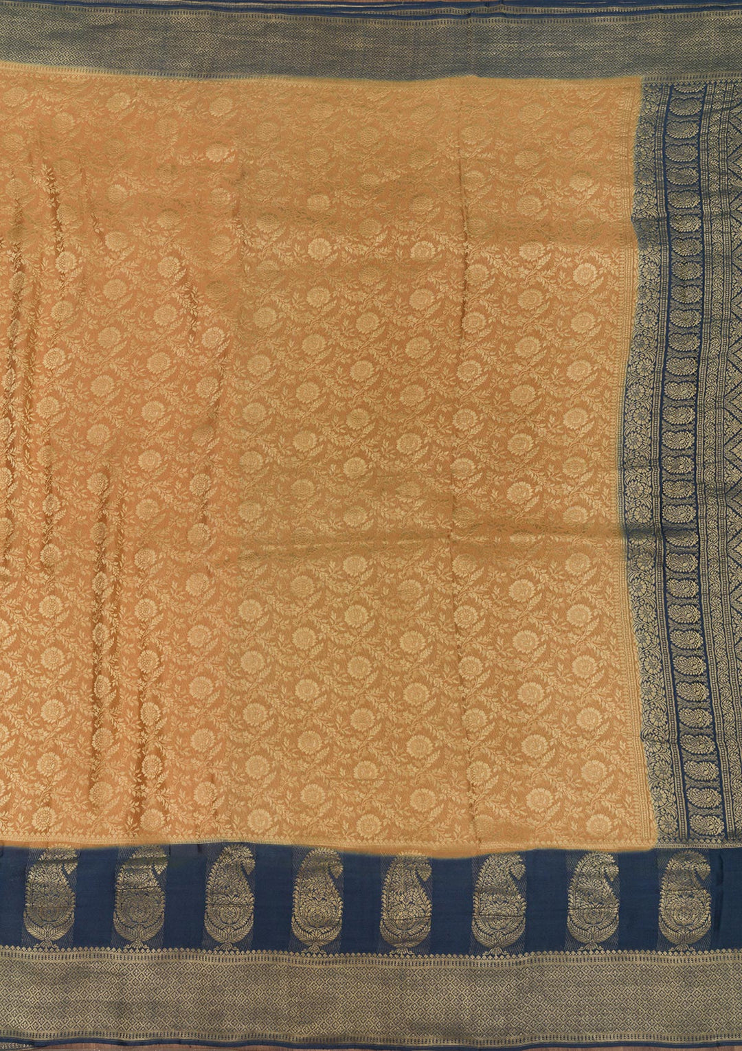 Peach Zariwork Pure Silk Saree-Koskii