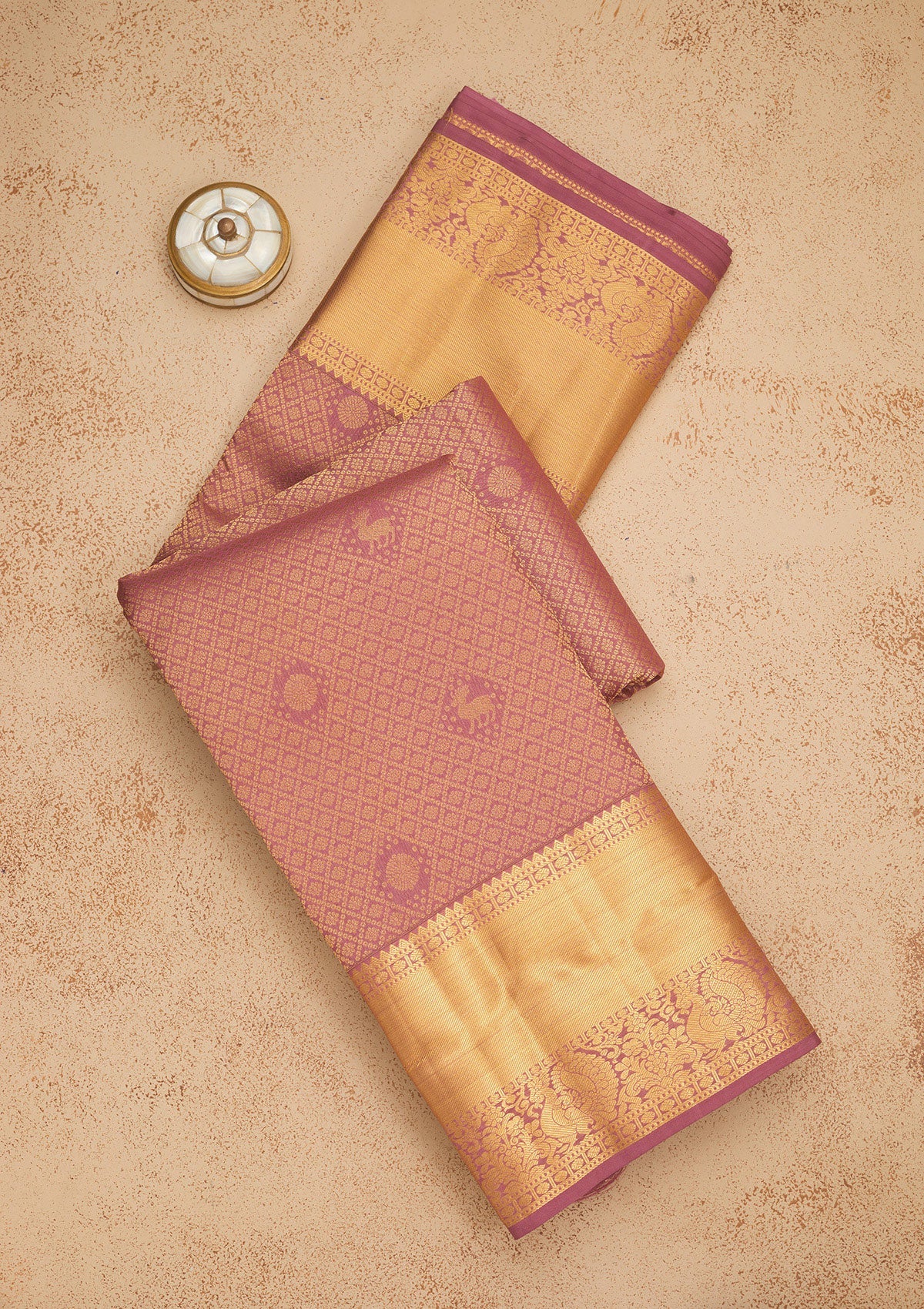 Mauve Zariwork Pure Silk Saree-Koskii