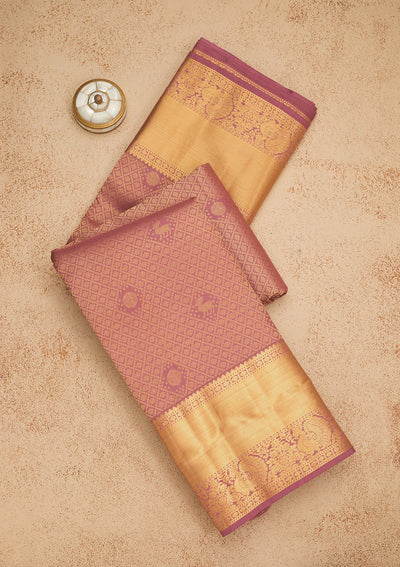 Mauve Zariwork Pure Silk Saree-Koskii