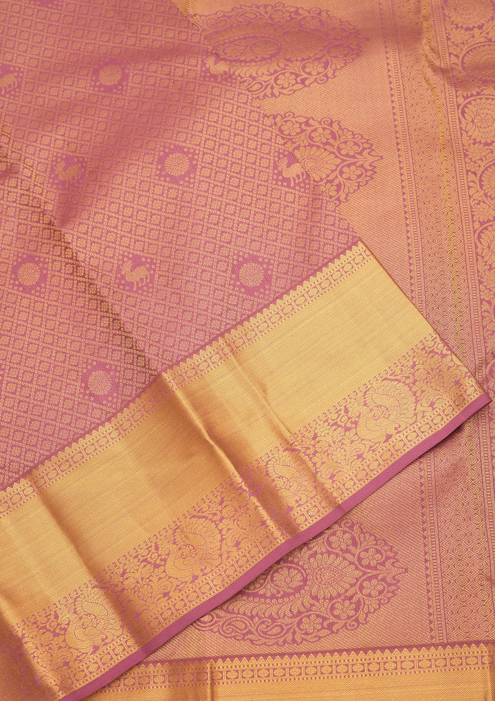Mauve Zariwork Pure Silk Saree