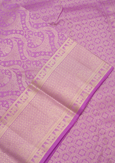 Lavender Zariwork Pure Silk Saree-Koskii