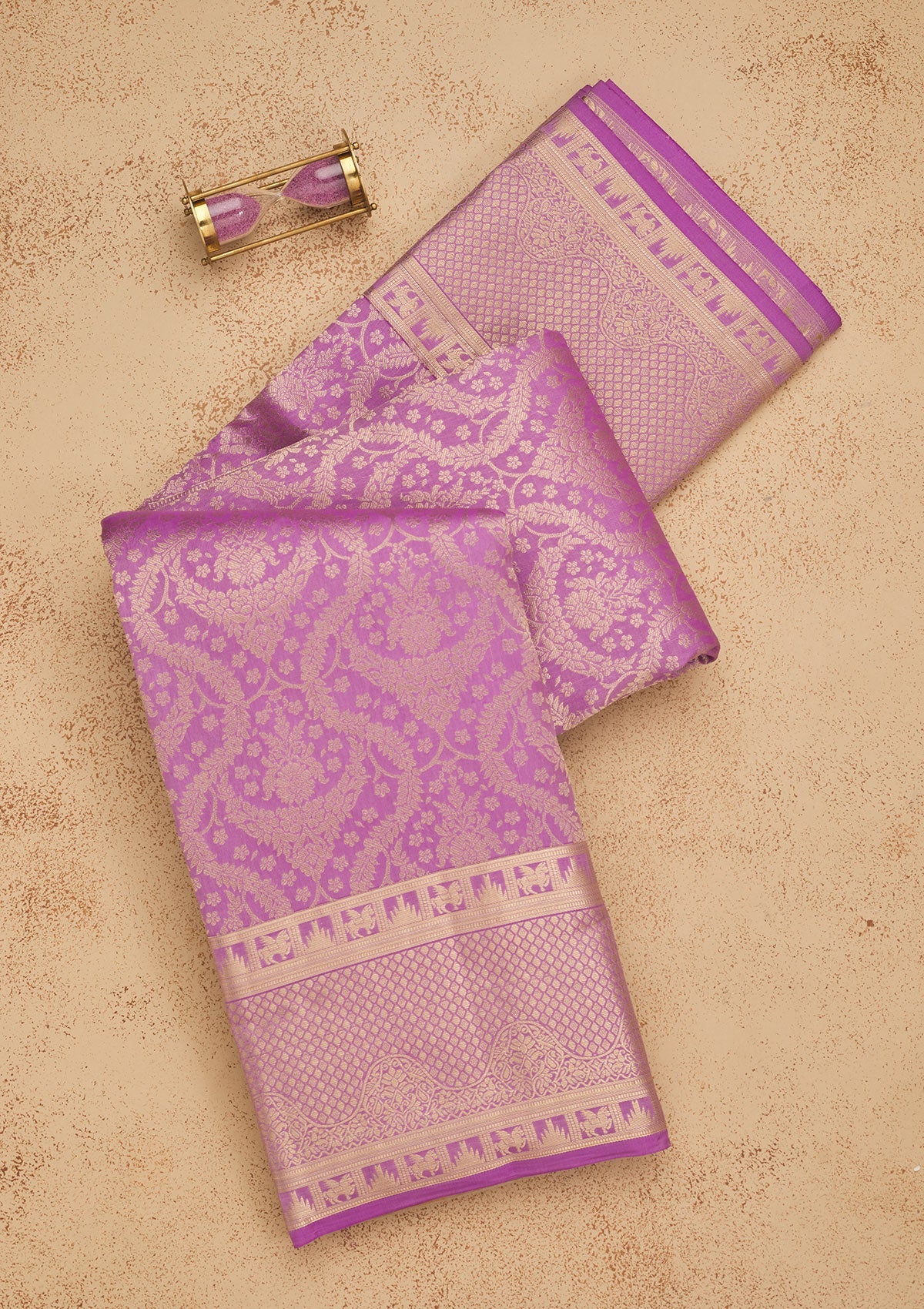 Lavender Zariwork Pure Silk Saree-Koskii