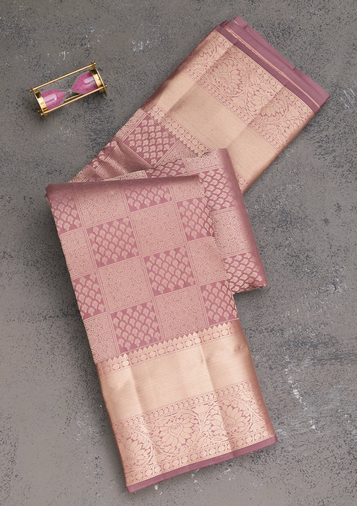 Mauve Zariwork Pure Silk Saree-Koskii