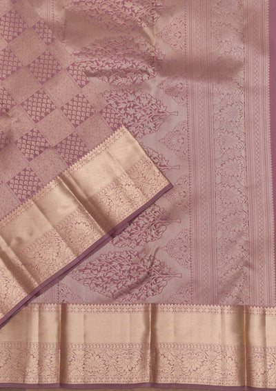 Mauve Zariwork Pure Silk Saree-Koskii