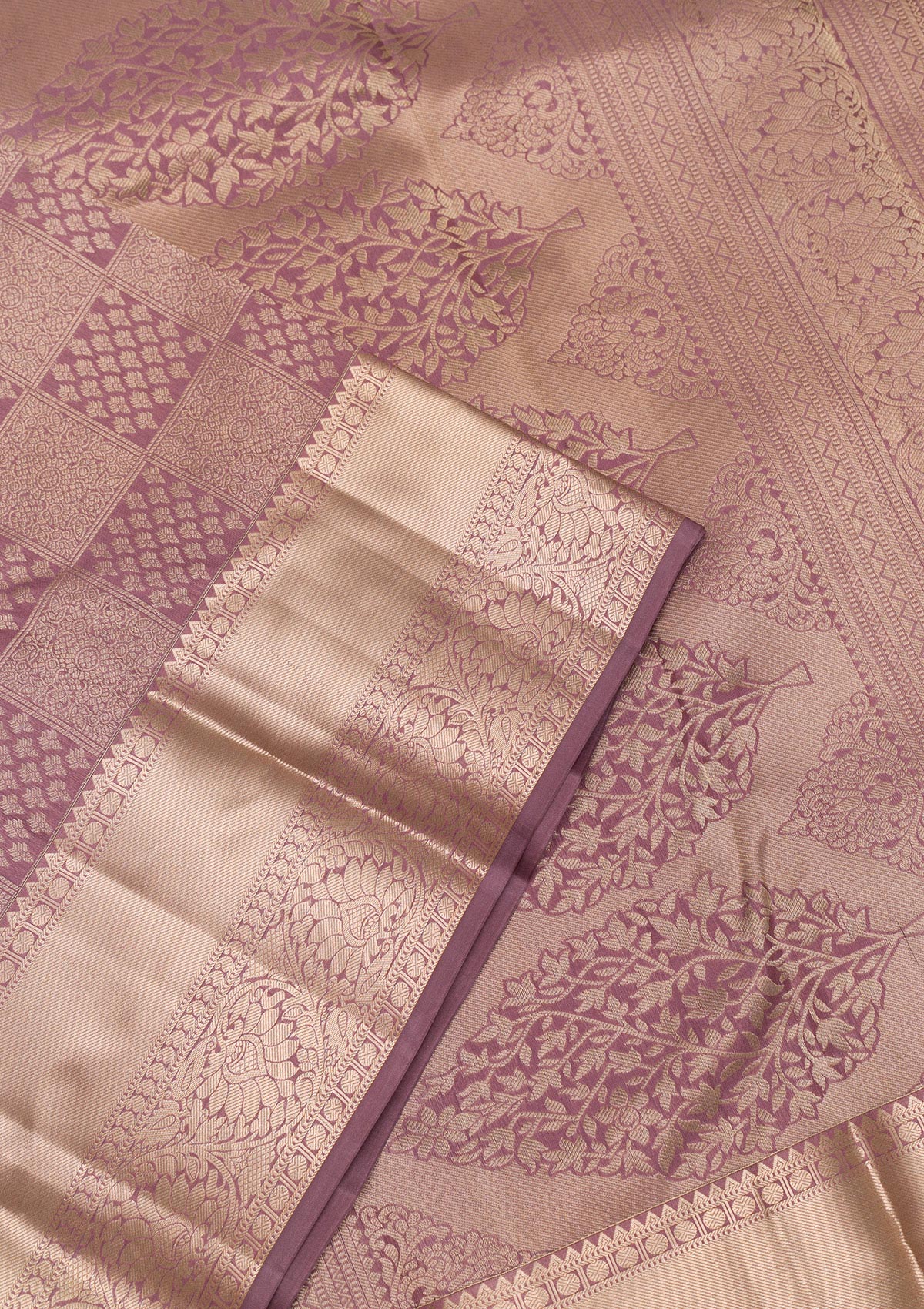 Mauve Zariwork Pure Silk Saree-Koskii