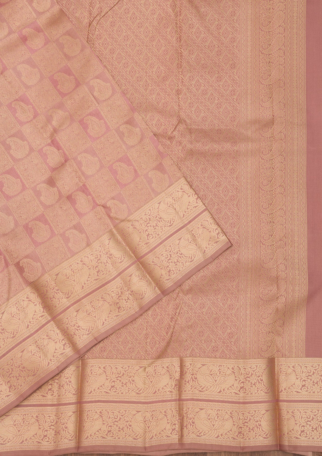 Mauve Zariwork Pure Silk Saree-Koskii
