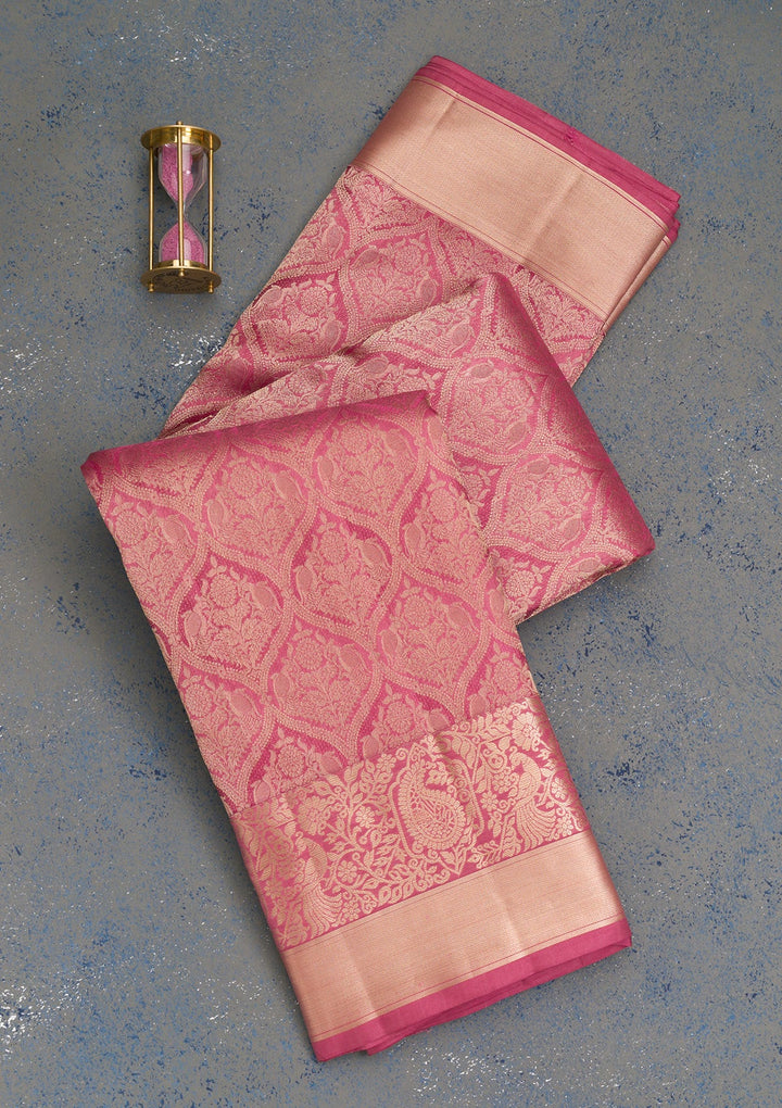 Mauve Zariwork Pure Silk Saree-Koskii