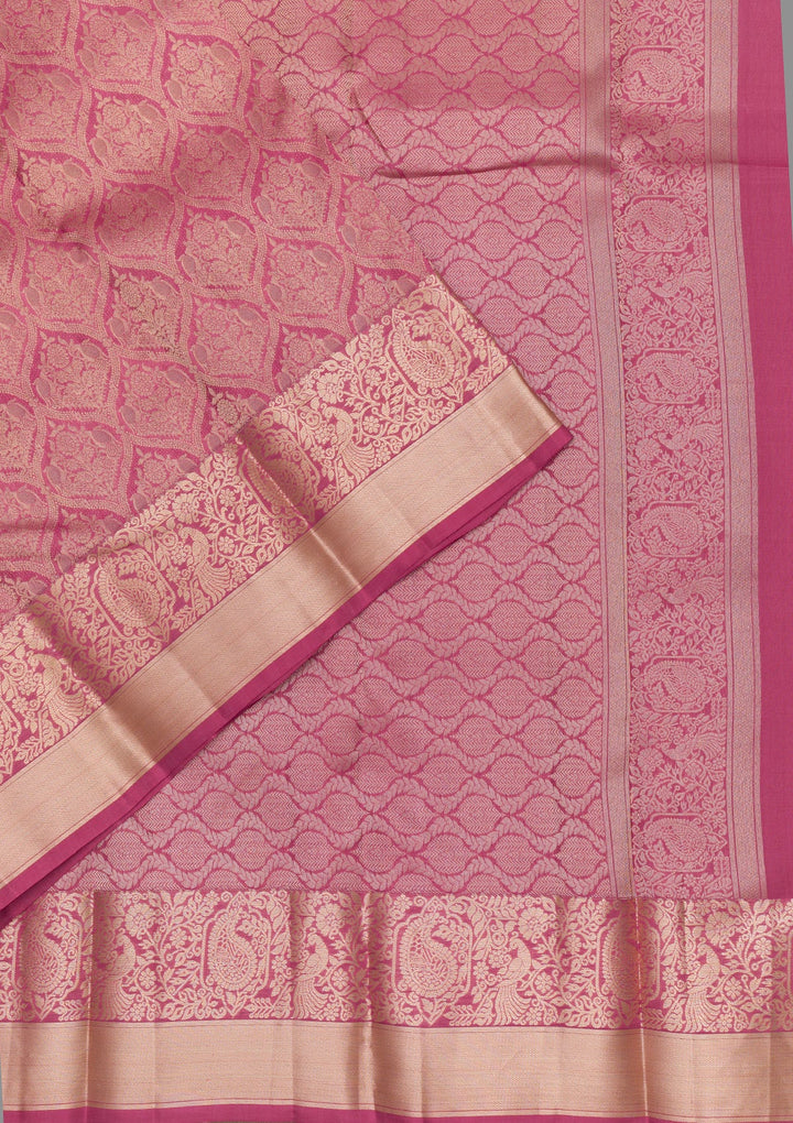 Mauve Zariwork Pure Silk Saree-Koskii