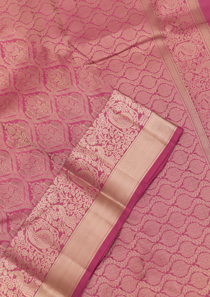 Mauve Zariwork Pure Silk Saree-Koskii