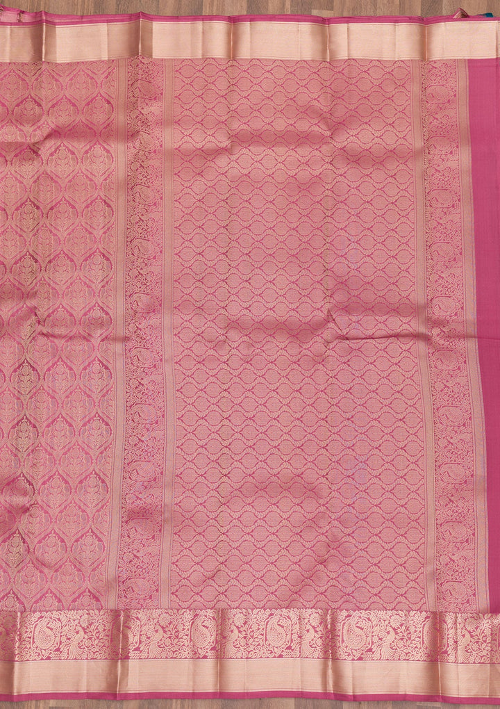 Mauve Zariwork Pure Silk Saree-Koskii