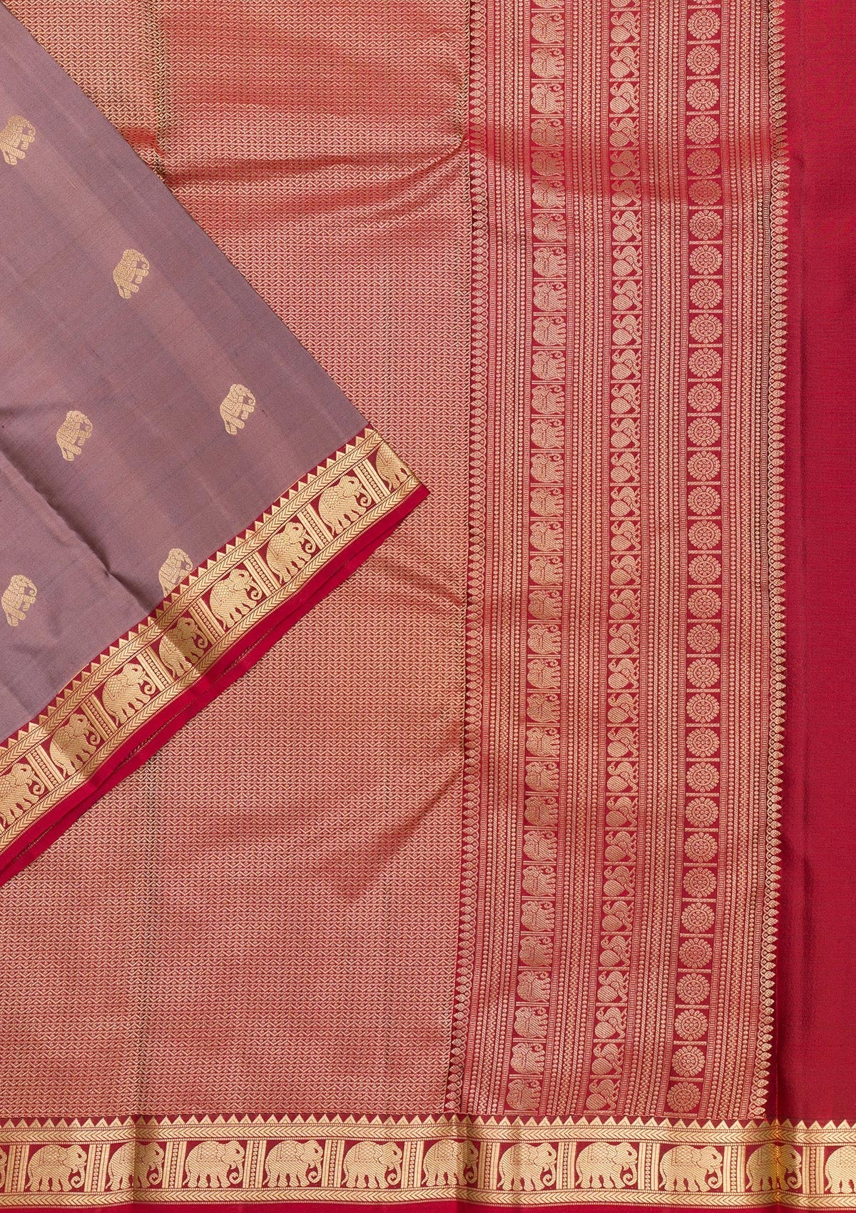 Mauve Zariwork Pure Silk Saree-Koskii