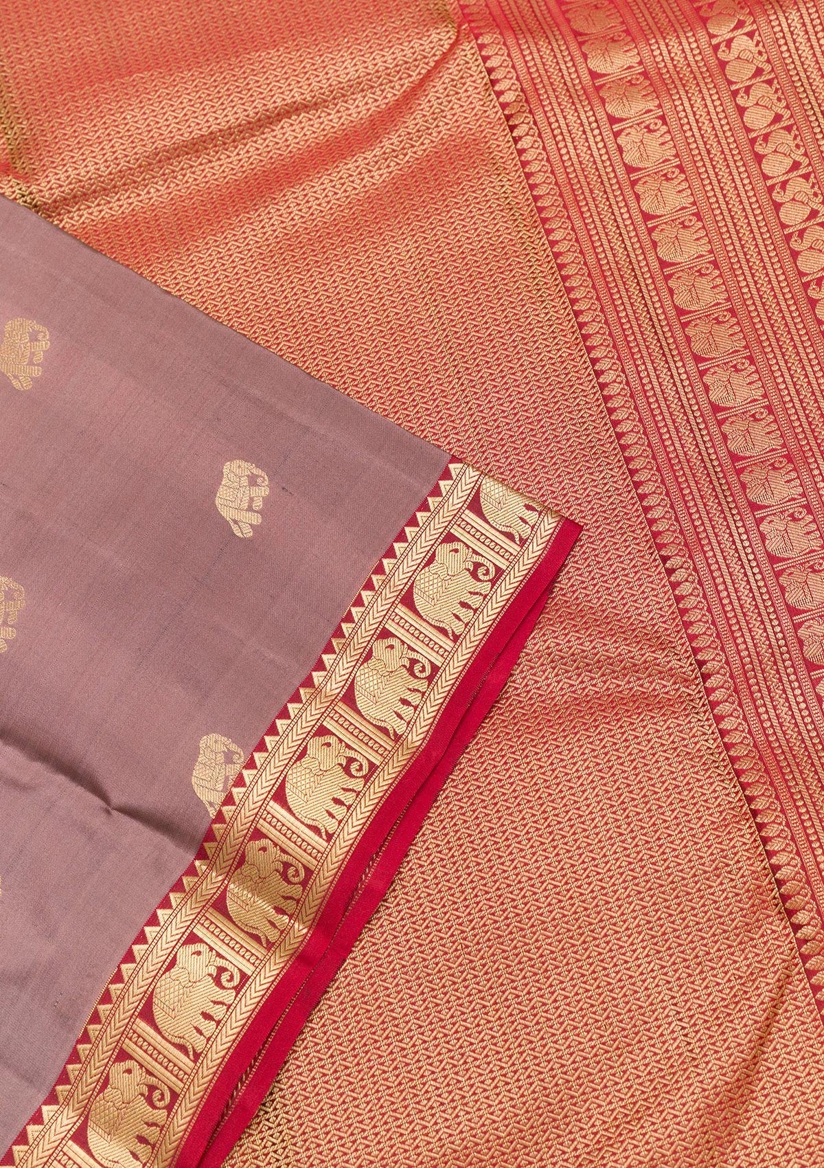 Mauve Zariwork Pure Silk Saree-Koskii