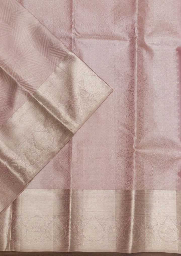Mauve Zariwork Pure Silk Saree-Koskii