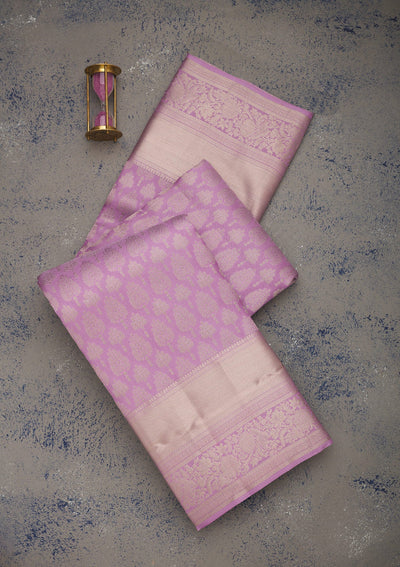 Mauve Zariwork Pure Silk Saree-Koskii