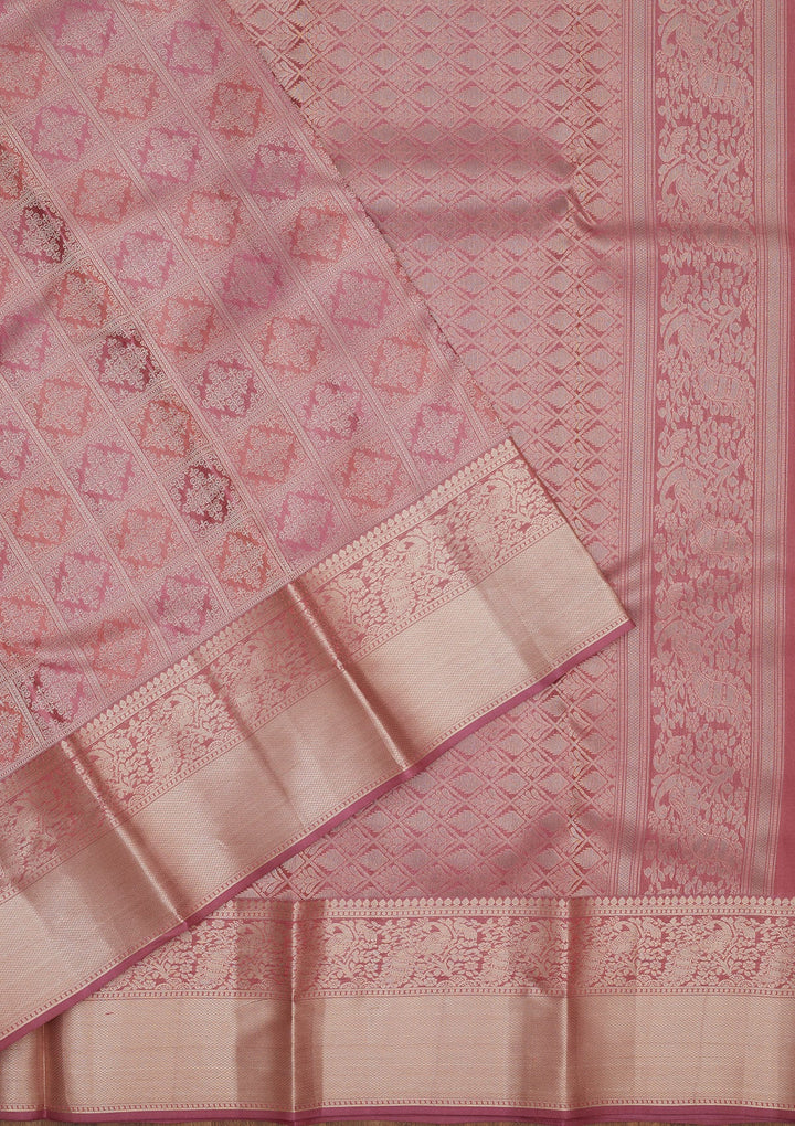 Mauve Zariwork Pure Silk Saree-Koskii