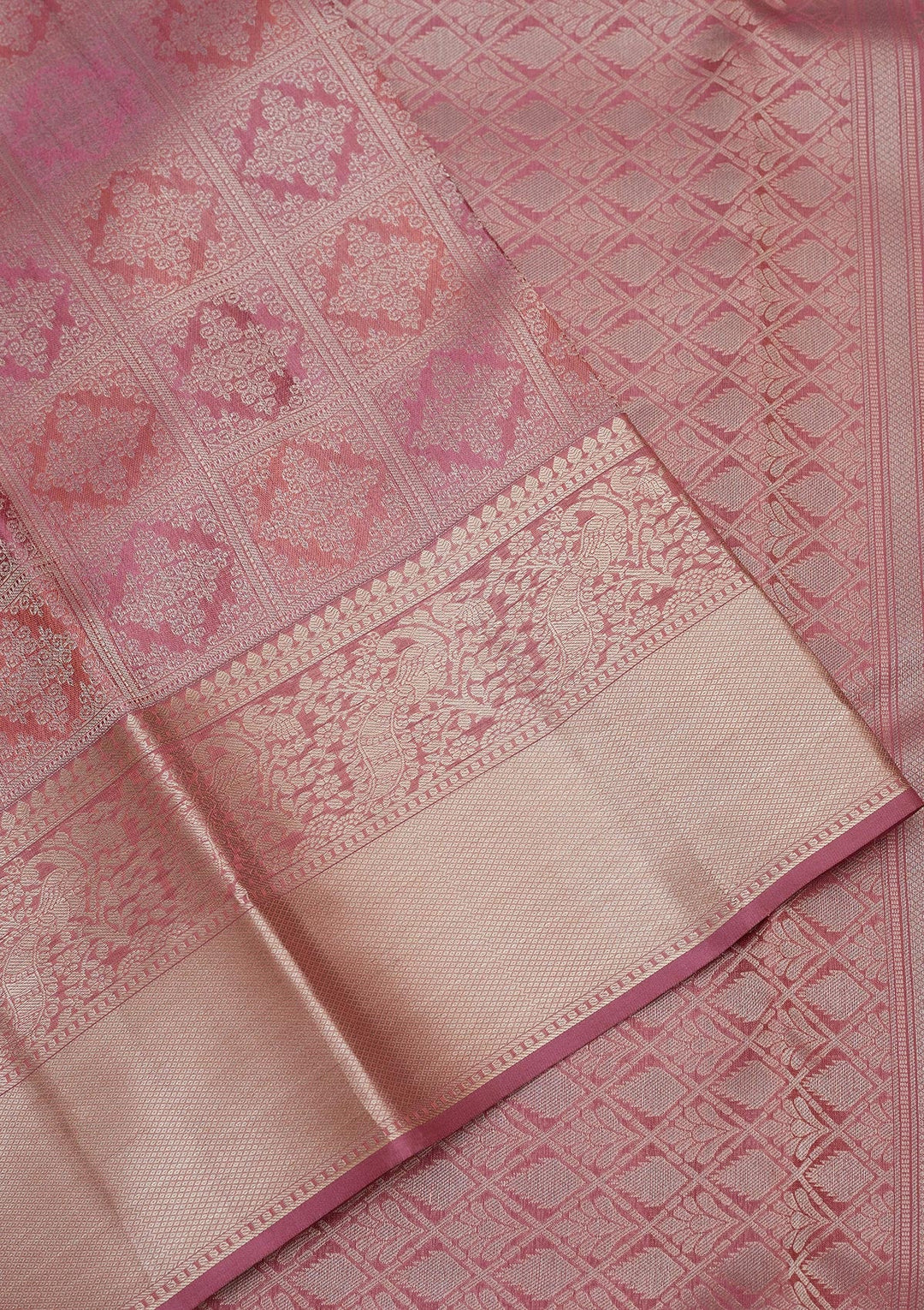 Mauve Zariwork Pure Silk Saree-Koskii