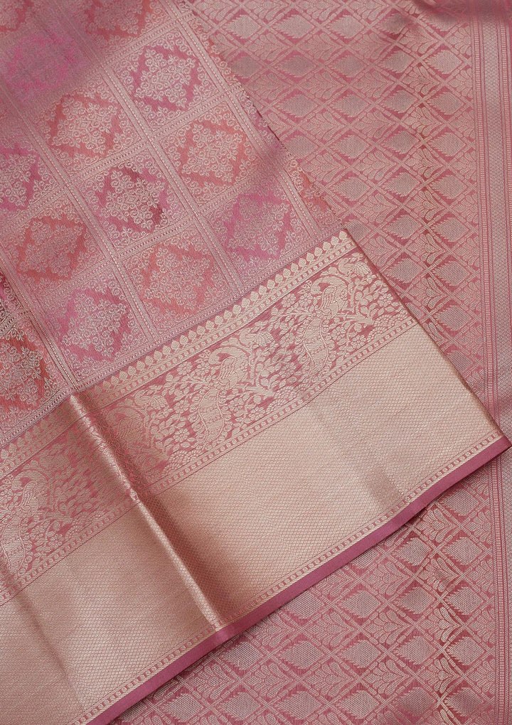 Mauve Zariwork Pure Silk Saree-Koskii