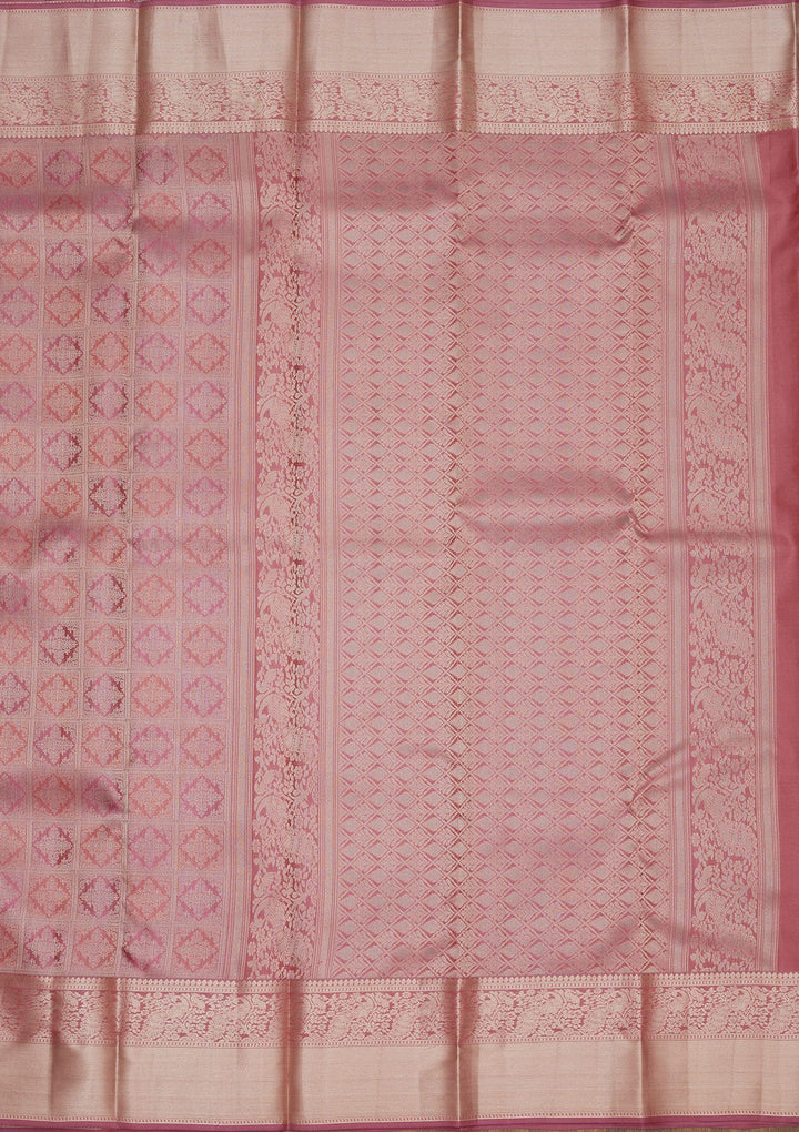 Mauve Zariwork Pure Silk Saree-Koskii