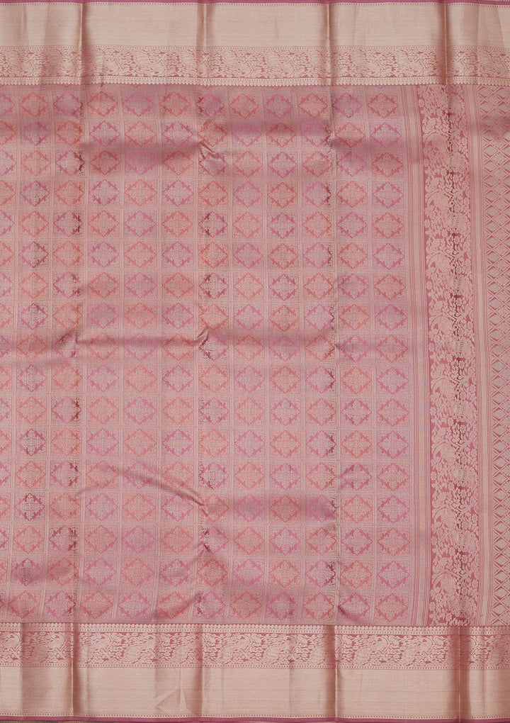 Mauve Zariwork Pure Silk Saree-Koskii