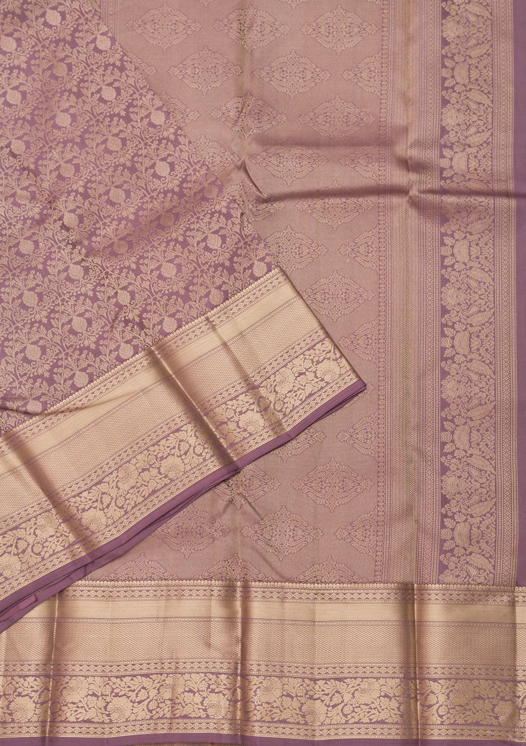 Mauve Zariwork Pure Silk Saree-Koskii
