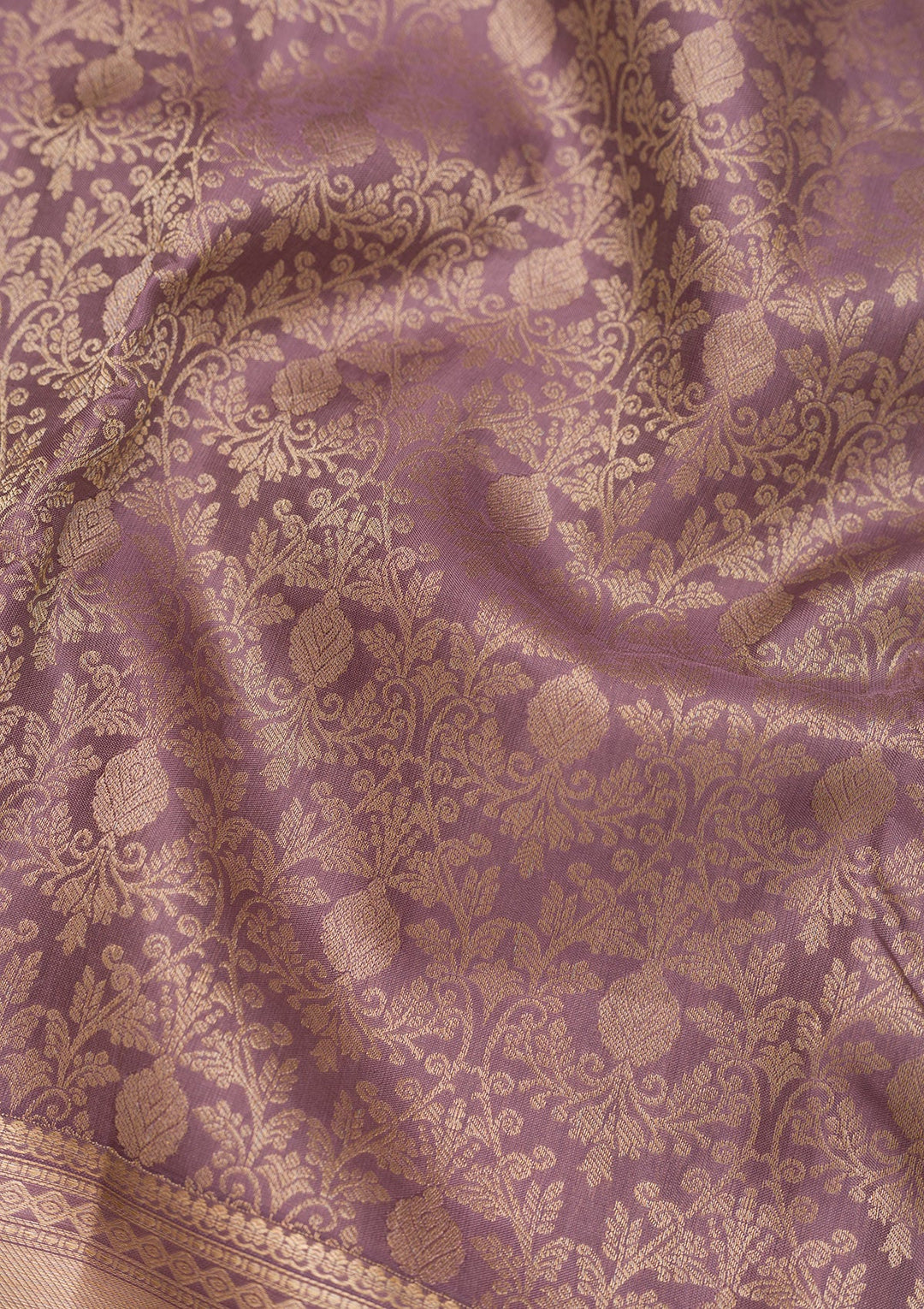 Mauve Zariwork Pure Silk Saree-Koskii