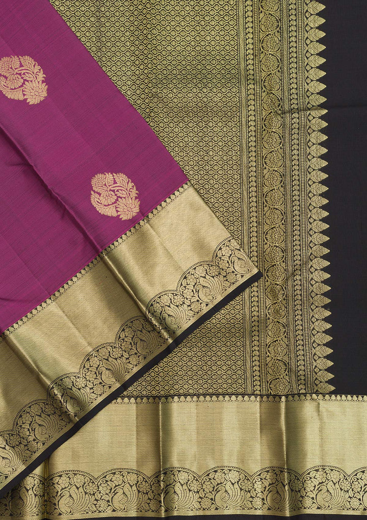 Mauve Zariwork Pure Silk Saree-Koskii