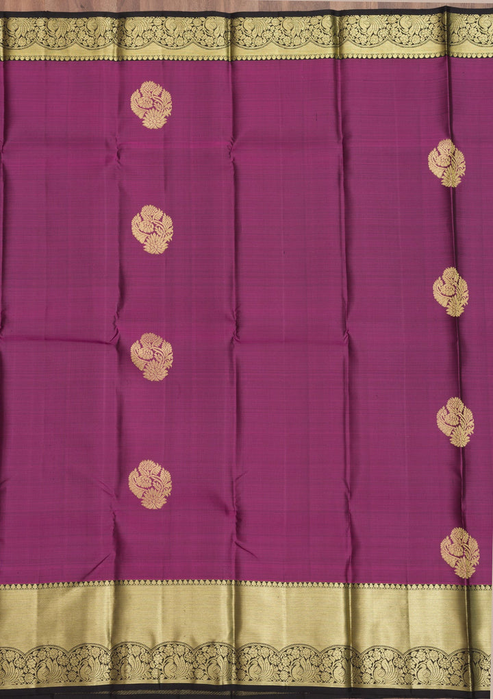 Mauve Zariwork Pure Silk Saree-Koskii